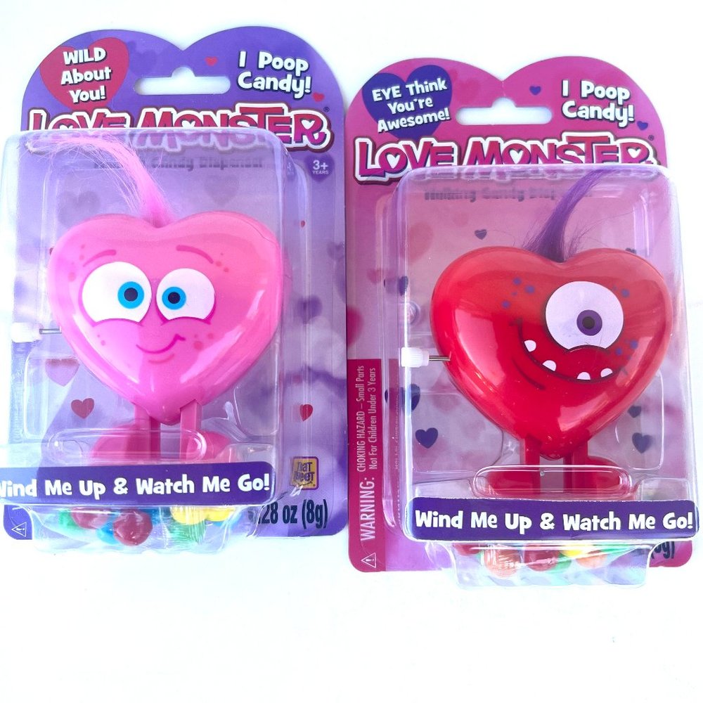 Valentine monster pooper candy heart set